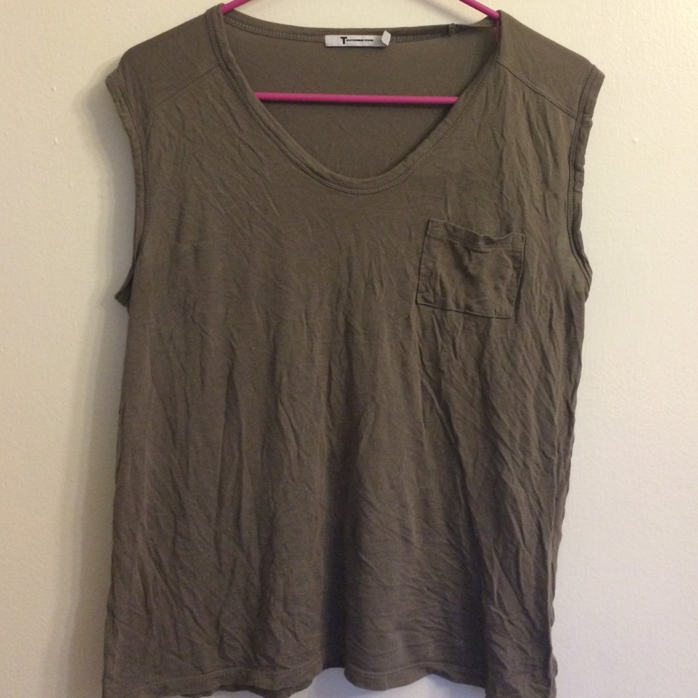 T by Alexander Wang olive muscle tee sz XS